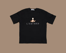 Load image into Gallery viewer, UNBOTHERED FULL LOGO T-SHIRT 100% COTTON. OVERSIZED, UNISEX T-SHIRT. COLOR BLACK. 
