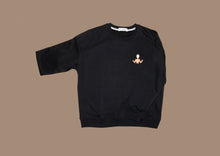 Load image into Gallery viewer, EMBROIDERED DOLL LOGO UNISEX OVERSIZED SWEATSHIRTS. BLACK COLOR
